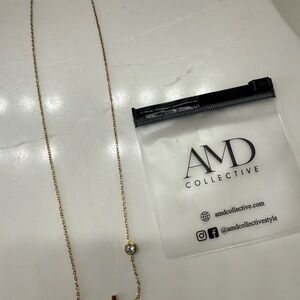 NWOT AMD Gold Necklace with Crystal Accent